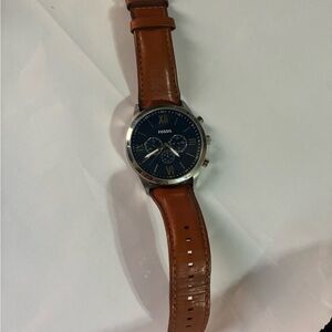 Fossil Silver and Brown Leather Watch